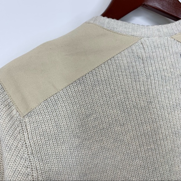 American Rag Men’s Crewneck Sweater With Pocket & Shoulder Patches Cream Gray - Picture 6 of 16